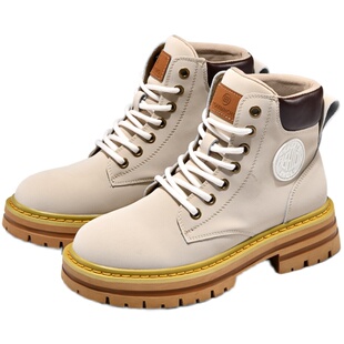 马丁靴大黄靴男女款2026新款真皮厚底冬季加绒登山增高英伦风靴子