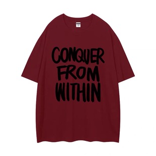 小鬼王琳凯同款美式潮牌复古印花字母短袖t恤男女休闲宽松纯棉衣