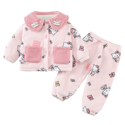 2025新款女童法兰绒睡衣套装