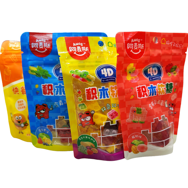 阿麦斯4D积木果汁软糖72g酸奶水果混合口味解馋儿童休闲零食糖果
