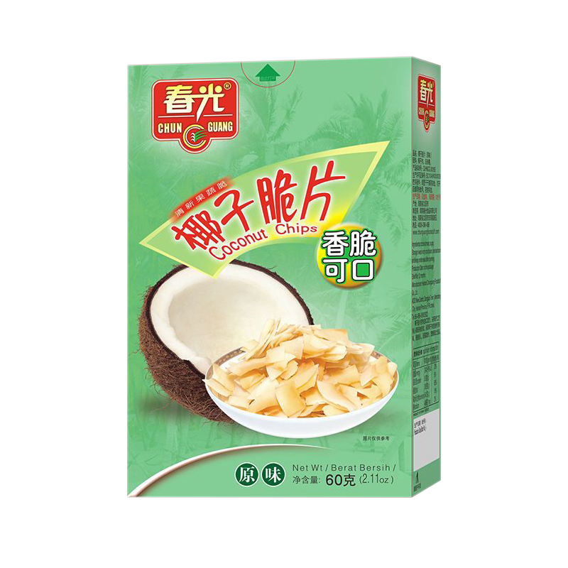 海南特产春光炭烤香脆椰子片60g原味椰子肉脆片椰子角蜜饯果干
