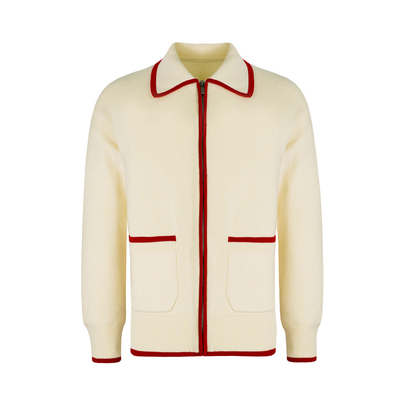 开衫条纹撞色翻领保暖毛衣外套