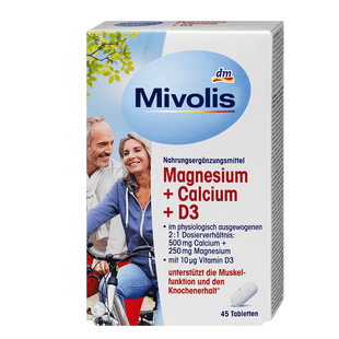 dm德国Mivolis镁钙维生素D3片剂支持肌肉骨骼关节神经健康矿物质