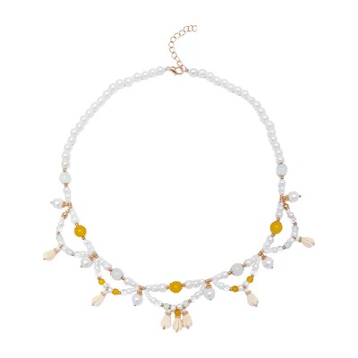 格格间【黄铃兰】项链珍珠花朵软璎珞春天新中式百搭唐风汉服配饰