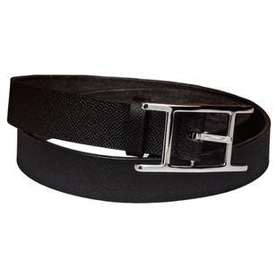 知为力男士黑色掌纹真皮商务腰带不锈钢针扣百搭头层牛皮皮带32mm