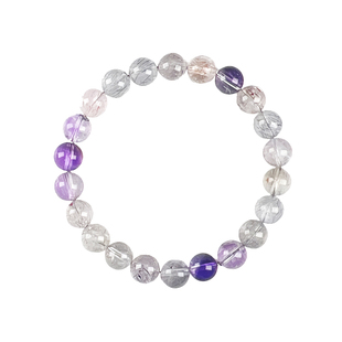 收藏级超七水晶手链紫水晶招财小众设计手串饰品送女友送闺蜜