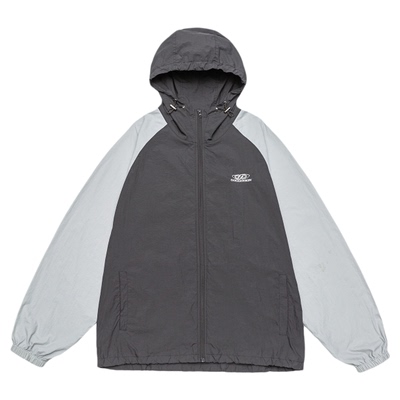 GOGOSOON夏季新款UPF50+防晒衣60g男生美式撞色拼接连帽宽松外套Q