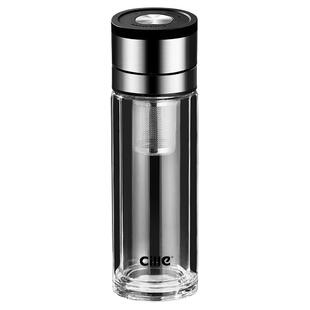 车载玻璃杯水杯茶杯男士泡茶专用双层高硼硅耐高温泡茶水分离杯子