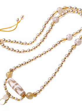 珍珠贝项链天然玛瑙天珠金发晶