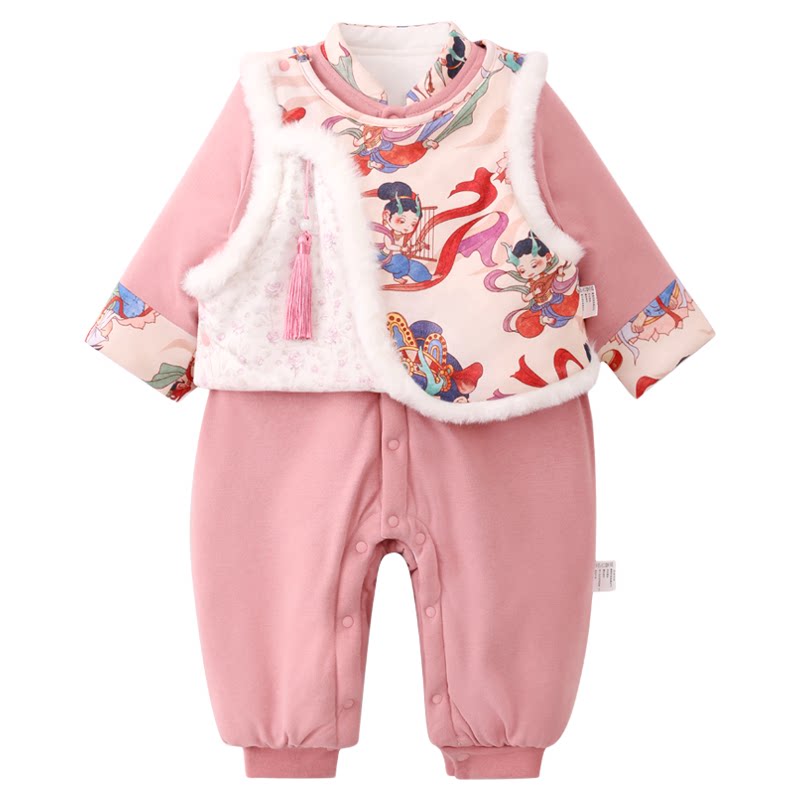 龙喜年中式战袍满月宝宝衣服棉衣