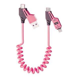 KA朗威四合一超级秒充支持车载外地办公弹簧伸缩数据线65W适用OPPO华为苹果16/14/Promax通用多功能充电粗线