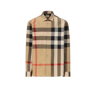 【自营】BURBERRY/博柏利男款衬衫经典格纹棉质翻领长袖开衫上衣