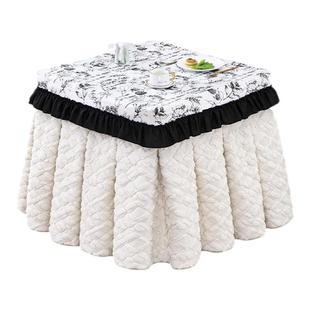 烤火桌子罩套高端珊瑚绒正方形取暖桌布火炉电炉罩揭盖加厚烤火被