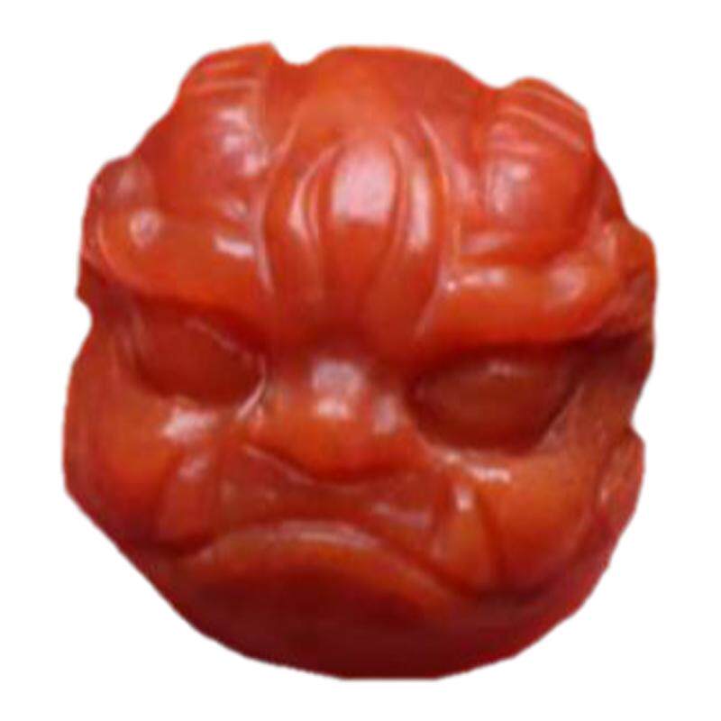天然原矿南红醒狮腰珠背云配饰