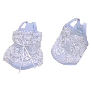 狗狗吊带马尔济斯约克夏超小体纯棉蕾丝衣服蓝色粉色可爱背心公主