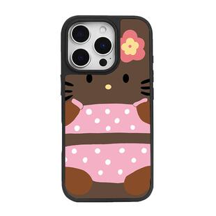 创意可爱卡通草裙黑皮kitty适用苹果16promax全包边防摔15pro小众高级感iPhone14女生13黑边手机壳12不撞款11