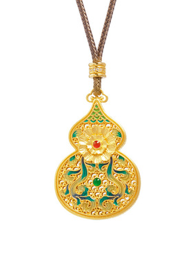 中闽银饰丨999纯银古法珐琅葫芦吊坠编织项链女款轻奢高级感饰品