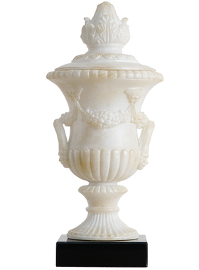 欧式古典双鸾仿玉石尊瓶艺术摆件