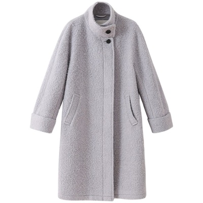 popchrio圈圈羊毛两穿领大衣