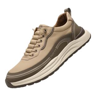 木林森男鞋2025冬季新款真皮软底休闲皮鞋男款一脚蹬旅游运动鞋子