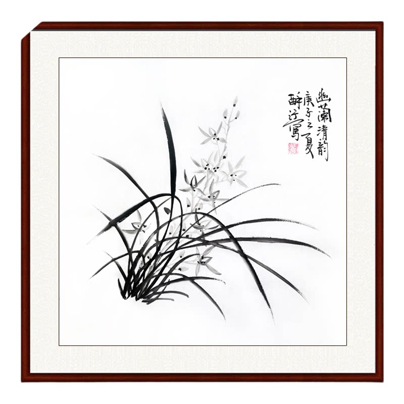 纯手绘手工手画国画装饰挂画黑白