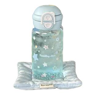 恒度新款星星塑料水杯女生高颜值学生夏天便携大容量双饮吸管杯子