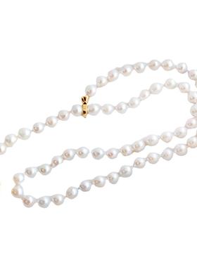 秋冬母贝珍珠项链女长款旗袍配饰小众设计山茶花吊坠锁骨毛衣链