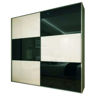 定做钢化玻璃贴膜推拉滑动趟门极简壁橱衣柜移门来图定制高光板门