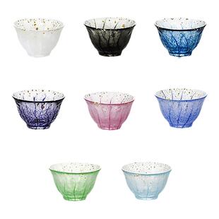 现货父亲节日本硝子津轻彩色手工玻璃金箔酒杯冷茶品茗杯子
