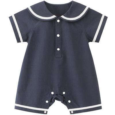 女宝宝纯棉学院风短袖连体哈衣