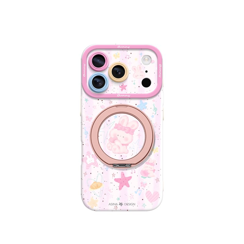 粉调小兔适用iPhone17Promax手机壳新款苹果16Pro磁吸带支架套Bo5液态硅胶支点ip15高级感14可爱13pm全包女