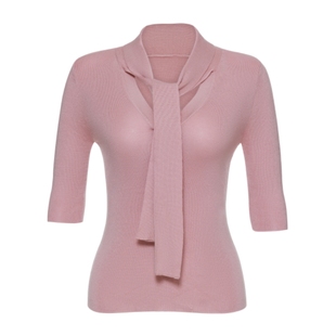 思瑞 金秘书系带上衣 原创莫代尔高级柔软亲肤气质时尚薄款针织衫