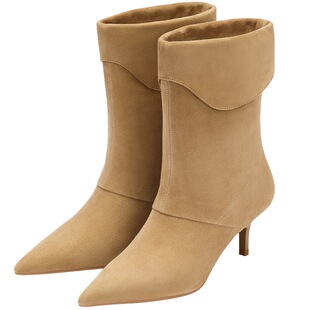 73hours女鞋露台微风冬季新款美拉德堆堆靴显瘦西部靴时装靴