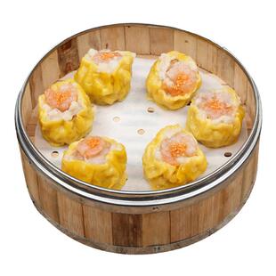 加藤利虾仁鱼籽烧卖大个虾肉干蒸广式茶楼点心港式茶点早餐烧麦