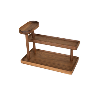 木质胡桃木玄关桌上桌面置物架收纳实木杯架咖啡茶具香水置物架