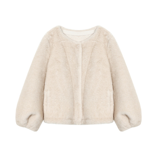 pusumede 中古千金 高级感仿皮草外套女韩系宽松软糯毛茸茸上衣