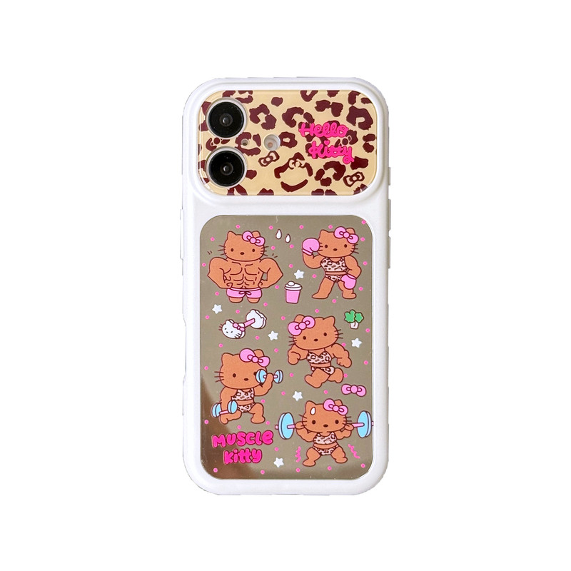 可爱豹纹健身Kitty猫苹果17promax手机壳17pro女款17适用iPhone16promax全包16pro防摔15pro创意16个性15卡通