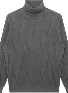 GXG奥莱 22年男装微廓版型高领可机洗黑色提花线衫冬季新品