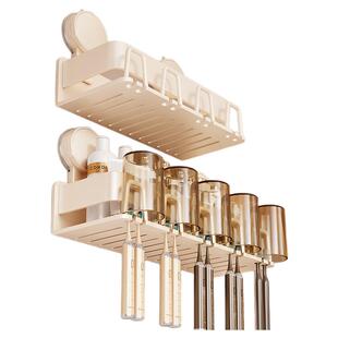 吸盘牙刷置物架收纳化妆品漱口杯牙具架家庭电动牙刷牙膏架免打孔