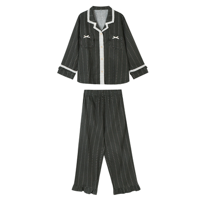 馨帮帮蕾丝边碎花长袖睡衣