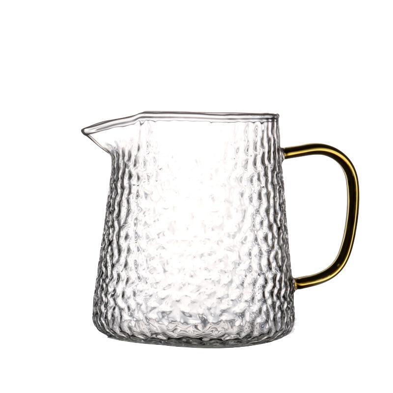 公道杯玻璃锤纹功夫茶具分茶器日式大容量加厚耐热带手柄茶海公杯