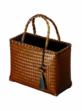 竹雪明手工竹编茶具收纳包