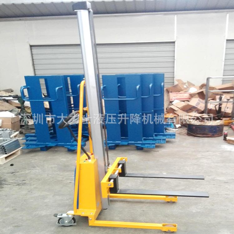 迷你型工位车不锈钢100KG轻型电动堆高车半自动升降平台装卸叉车