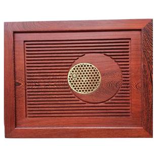 刺猬紫檀鸡翅木花梨木实木茶桌中间嵌入式茶盘家用茶几漏水板定制