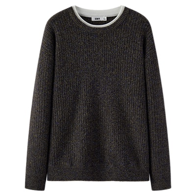 森马假两件针织衫内搭花纱毛衫男