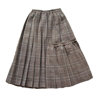 野驴】自制日系森女学院古着感美拉德格子百褶裙高腰毛呢半身长裙