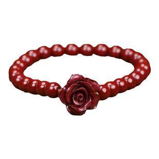 天然正品辰砂保真原矿高含量朱砂手串玫瑰花手链本命年礼物女