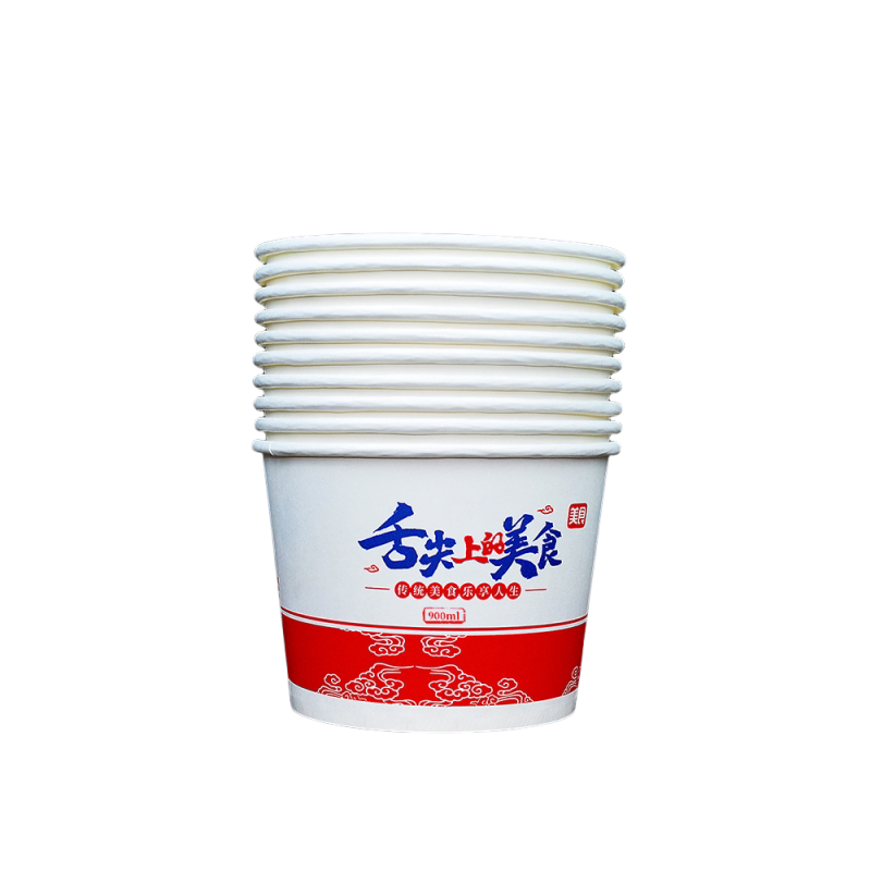 加厚特大号商用纸碗快餐打包米饭盒泡面碗纯带盖汤粉盒摆摊凉皮碗