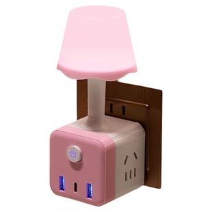 智能七彩语音台灯网红氛围小夜灯现代简约卧室床头灯带插座插线板