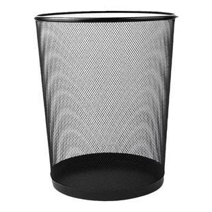 客厅金属垃圾篓黑色铁网圆形垃圾桶家用办公纸篓卧室加大废纸桶